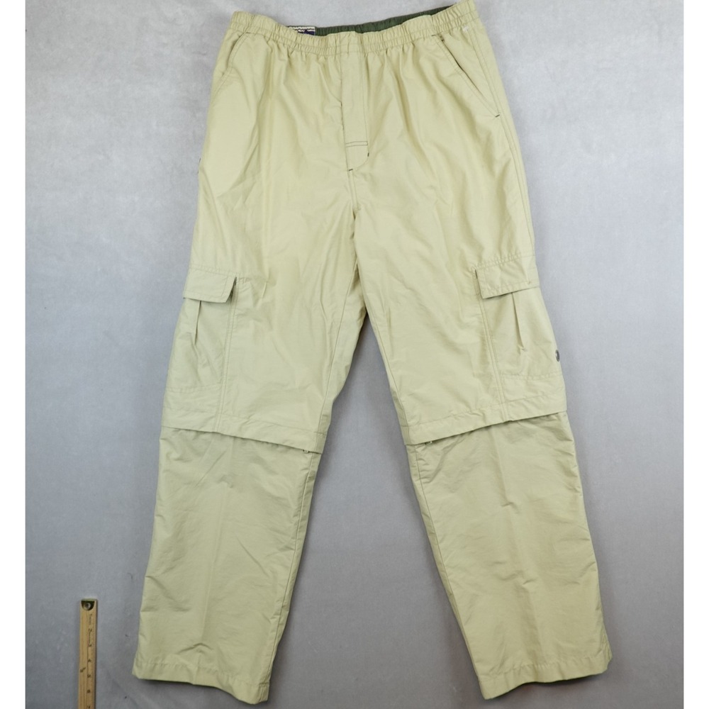 VTG Ocean Pacific Pants Men L Khaki OP Convertible Surfer Drawstring Cargo Y2K